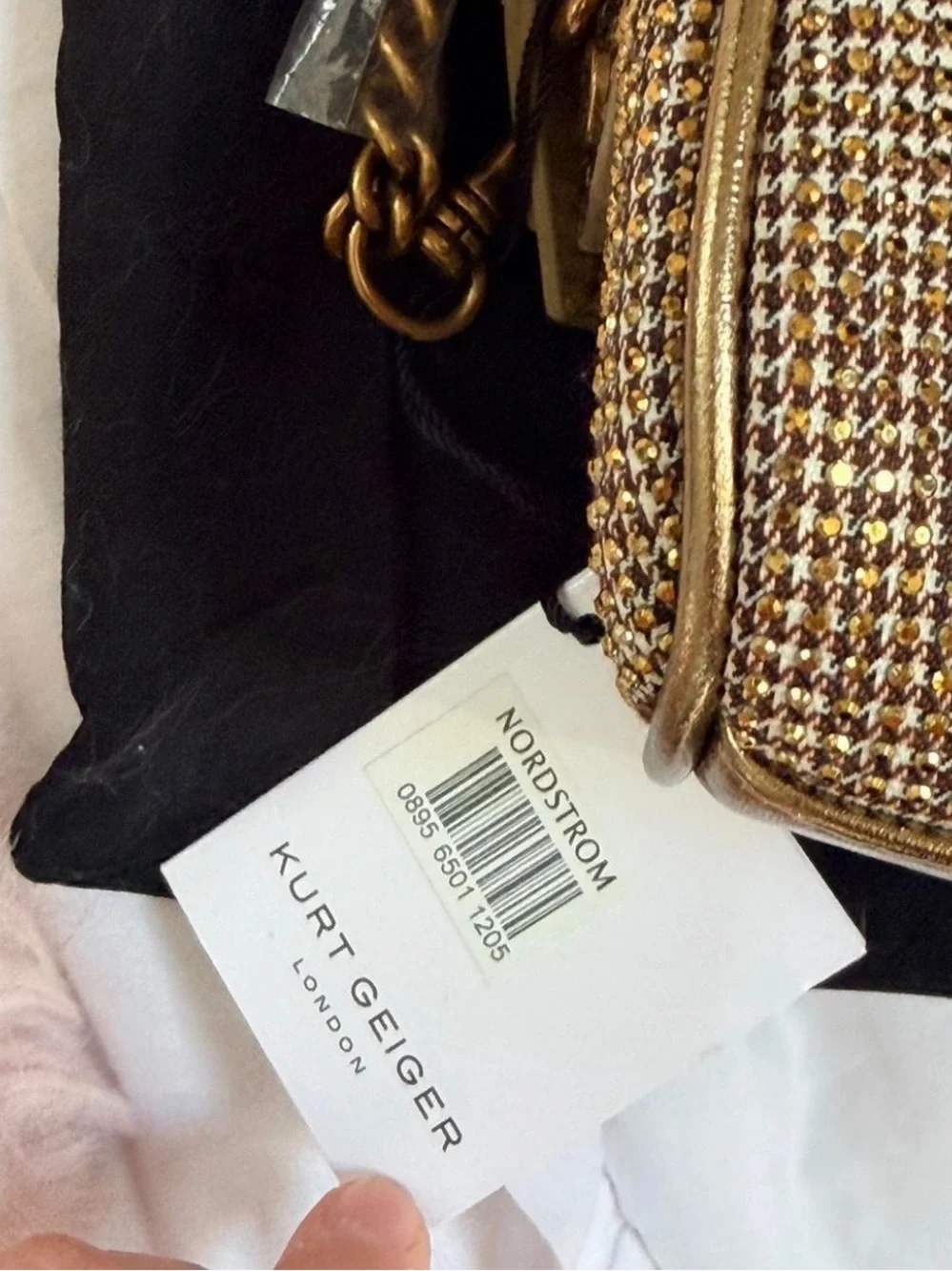 Kurt Geiger Gold Tweed Purse - Women's Handbag - Picture 5 of 5